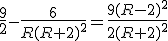 \frac{9}{2}-\frac{6}{R(R+2)^2}=\frac{9(R-2)^2}{2(R+2)^2}